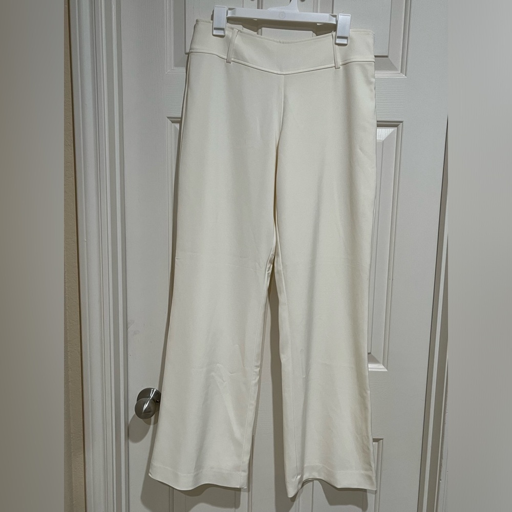 White House Black Market Cream Wide-Leg Trousers WOMEN SIZE 10R